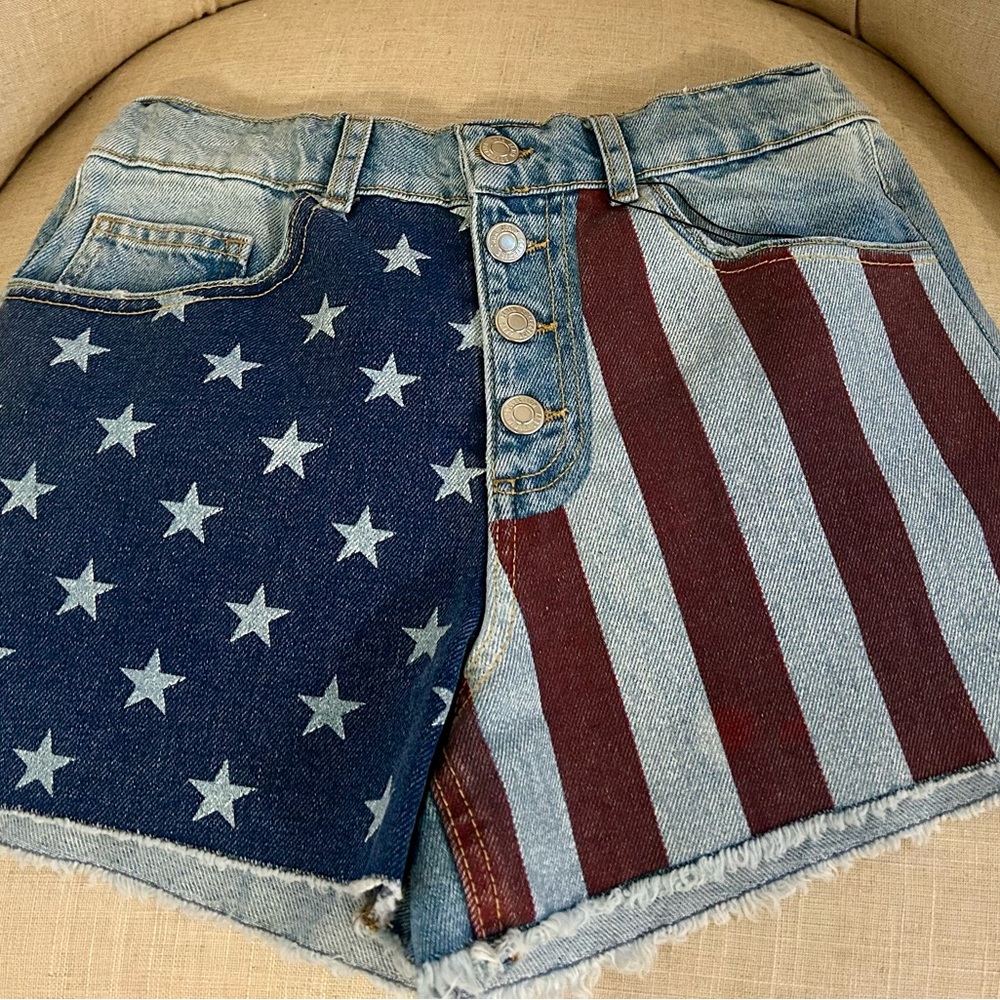 Zara Girls Denim American Flag Women's Shorts